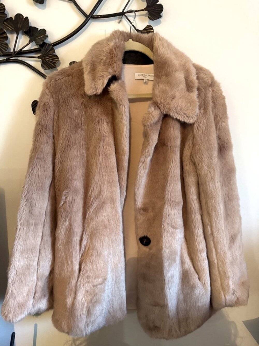 Waverly Grey Faux Fur Coat - Blush Taupe - Size XS